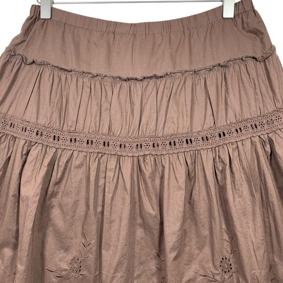 BOHO flared embraided chocolate brown skirt size 8 NAVADA - Picture 11 of 13
